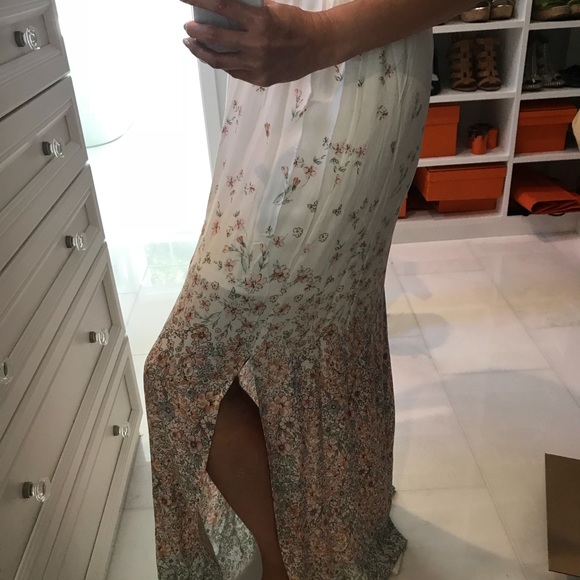 Floral ombré maxi pink & white strapless dress 👗 - Picture 3 of 5